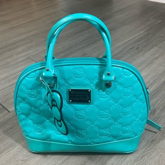 Loungefly Hello Kitty Embossed Turquoise Large Handbag Sanrio Collaboration 2012 - Picture 1 of 12